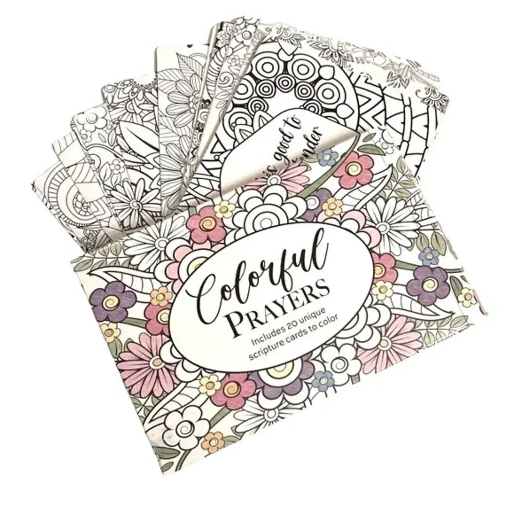CrownJewlz Adult Coloring Floral Prayer & Scripture Cards (20 ct set)